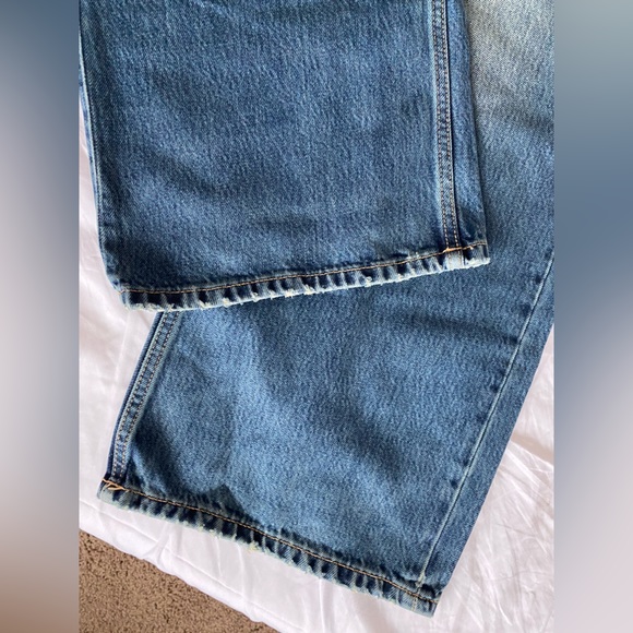 Zara Mid Rise TRE Loose Fit Long straight leg Jeans Blue size 32 US 10 NWT - Picture 12 of 16